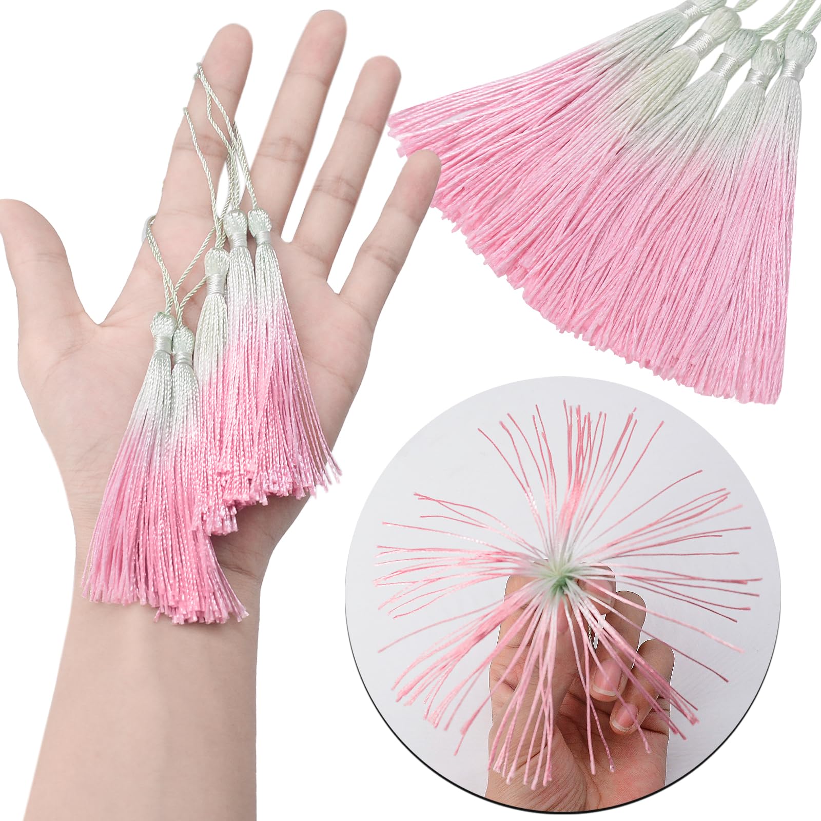 50PCS Mini Silk Tassel for Craft DIY Bookmark Cute Jewellery Making Beaded, Girl Earring, Keyring, Graduation, Small Key - Image 3