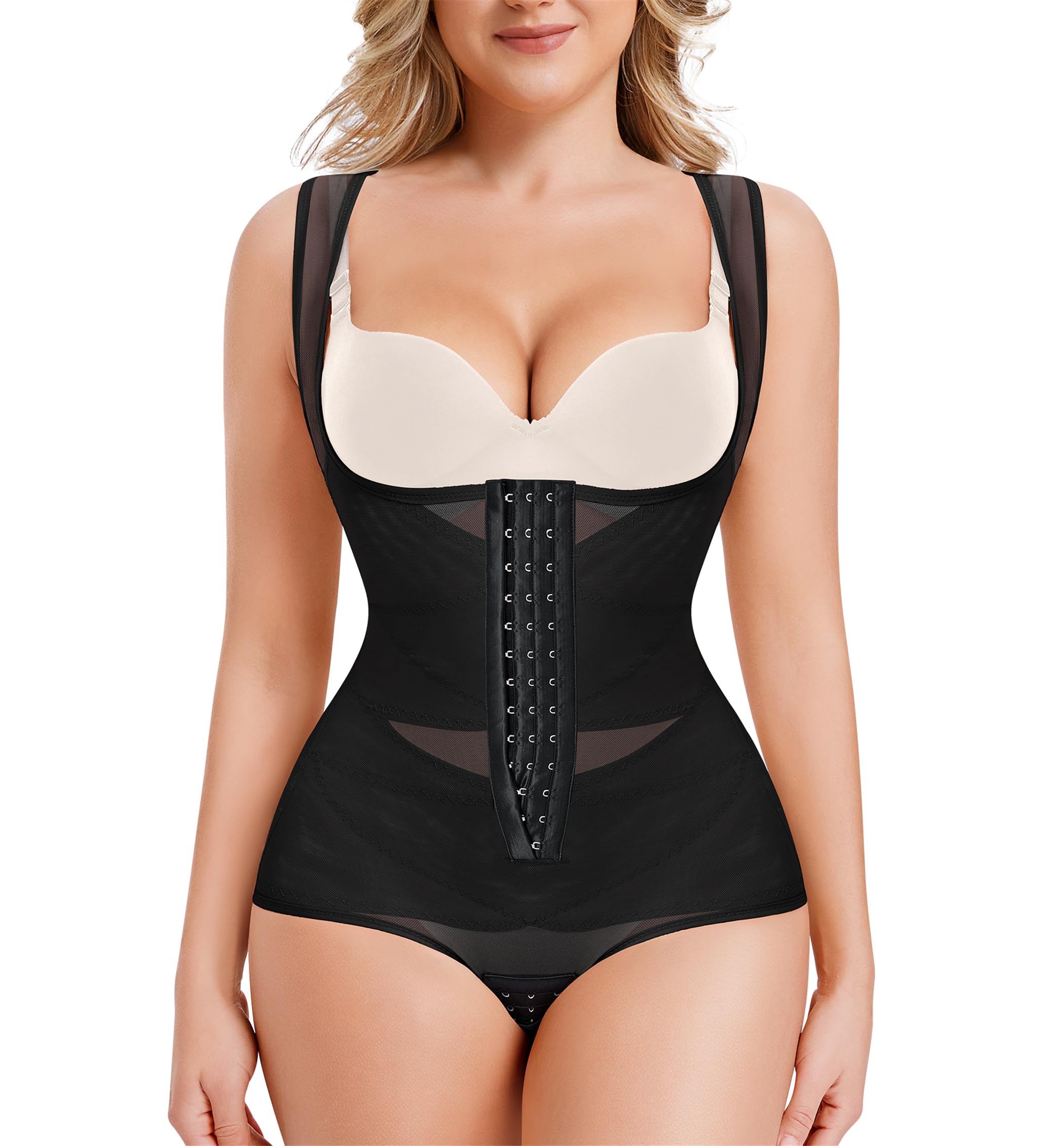 Women's Shapewear Bodysuit Tummy Control Faja Body Shaper Butt Lifter Open Bust Waist Trainer Compression Bodysuit