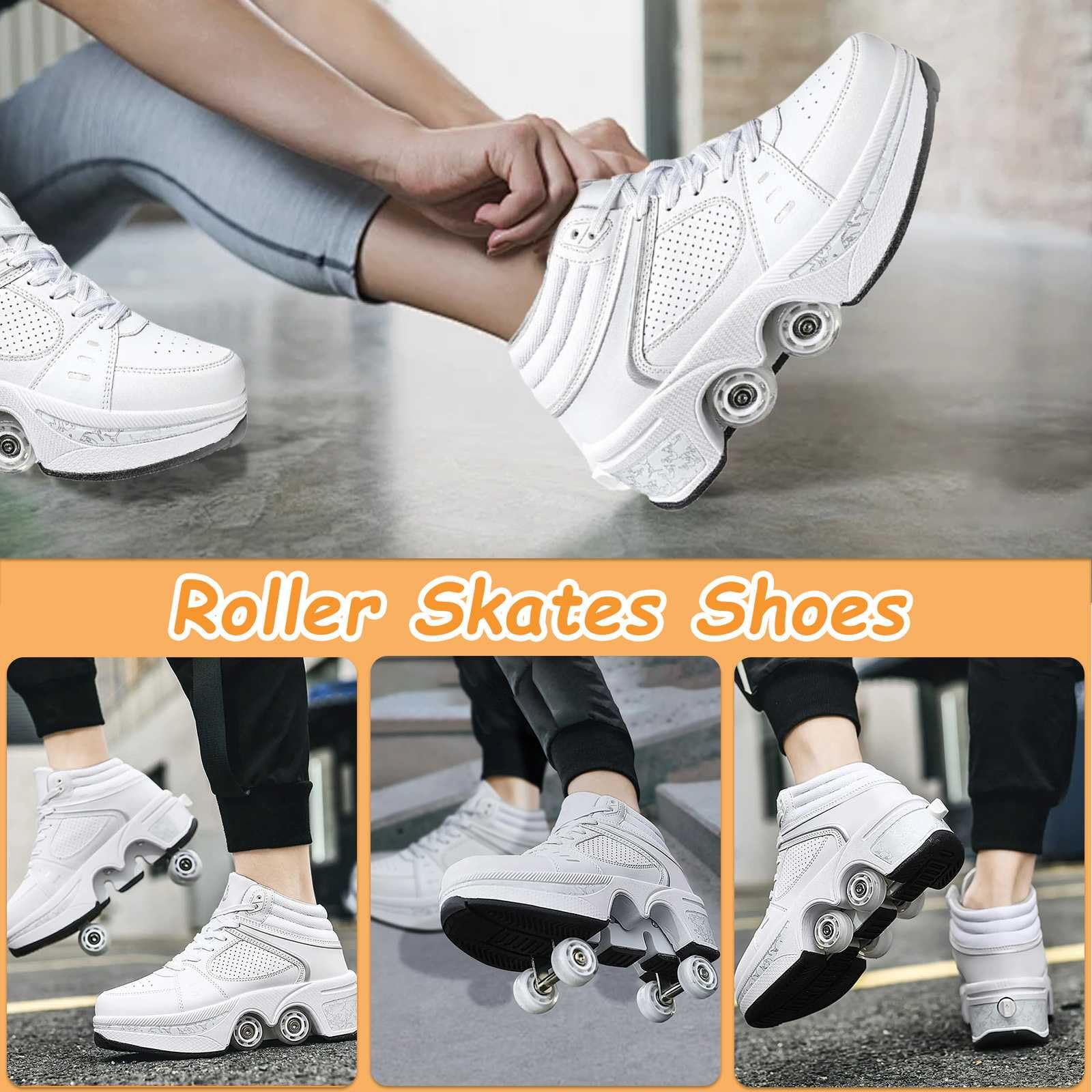 Zapatillas con Ruedas Niña, Zapato de patín, Multiusos Zapatillas Patines, Quad Rued Patines de Ruedas, Zapatos con Ruedas para niñas niños