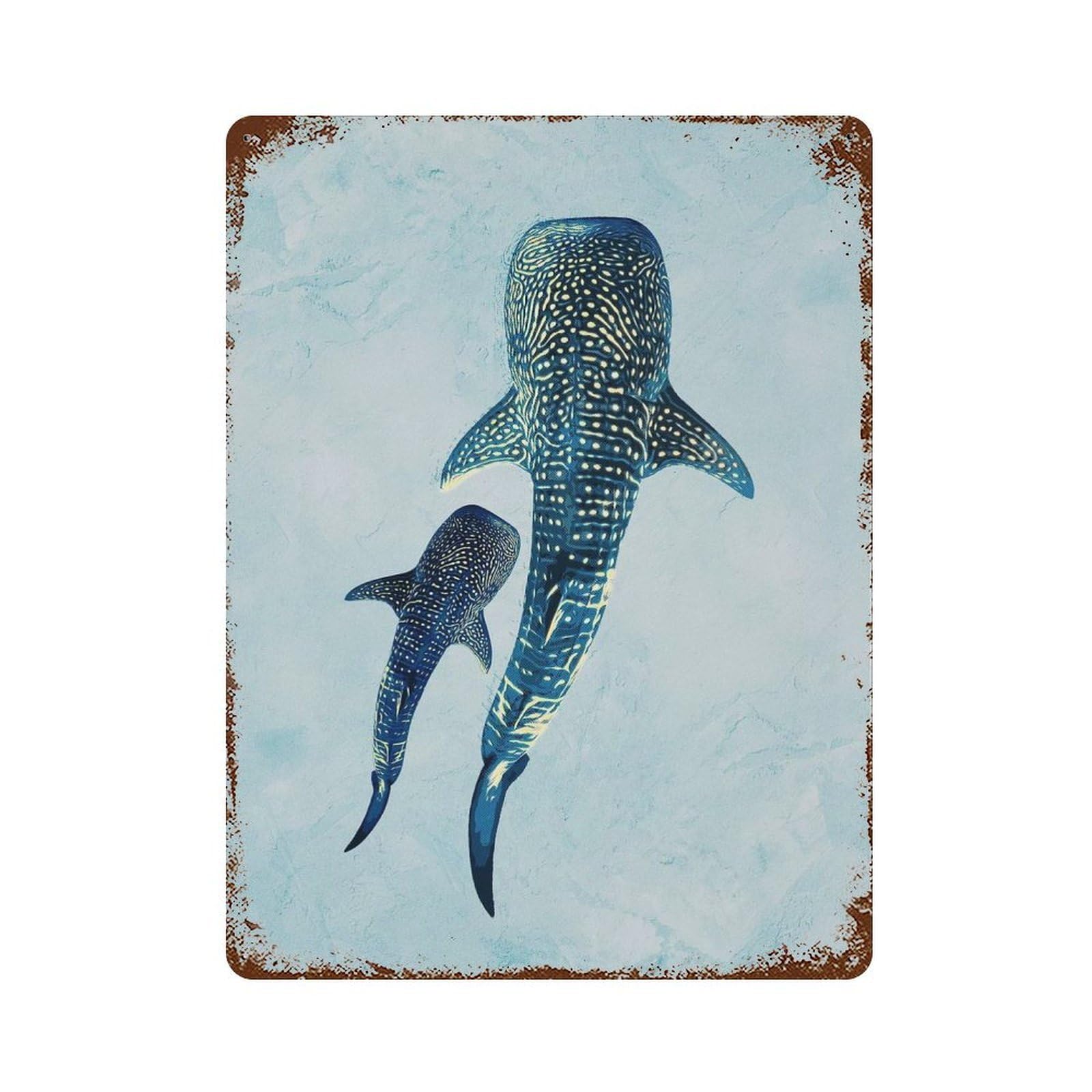 Aged Metal Wall Plaque with Ocean Giants Design 15.7"x11.8", for Cafe, Home Bar And Lounge Decor, Novelty Wall Decor