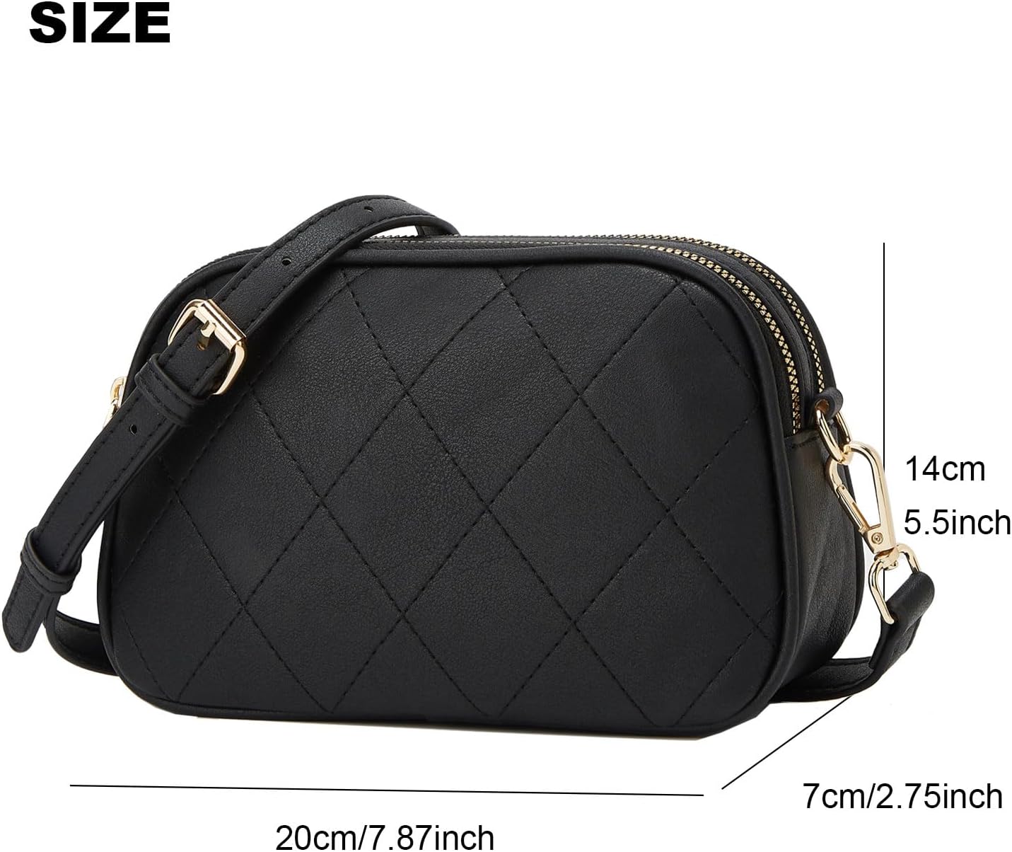 ZHIERNA Crossbody Bags for Women, Small Black Purse Lightweight Vegan Leather Shoulder Handbags Purse with Adjustable Strap | Small, Purse, Lightweight, Purse, with Adjustable Strap - Image 3