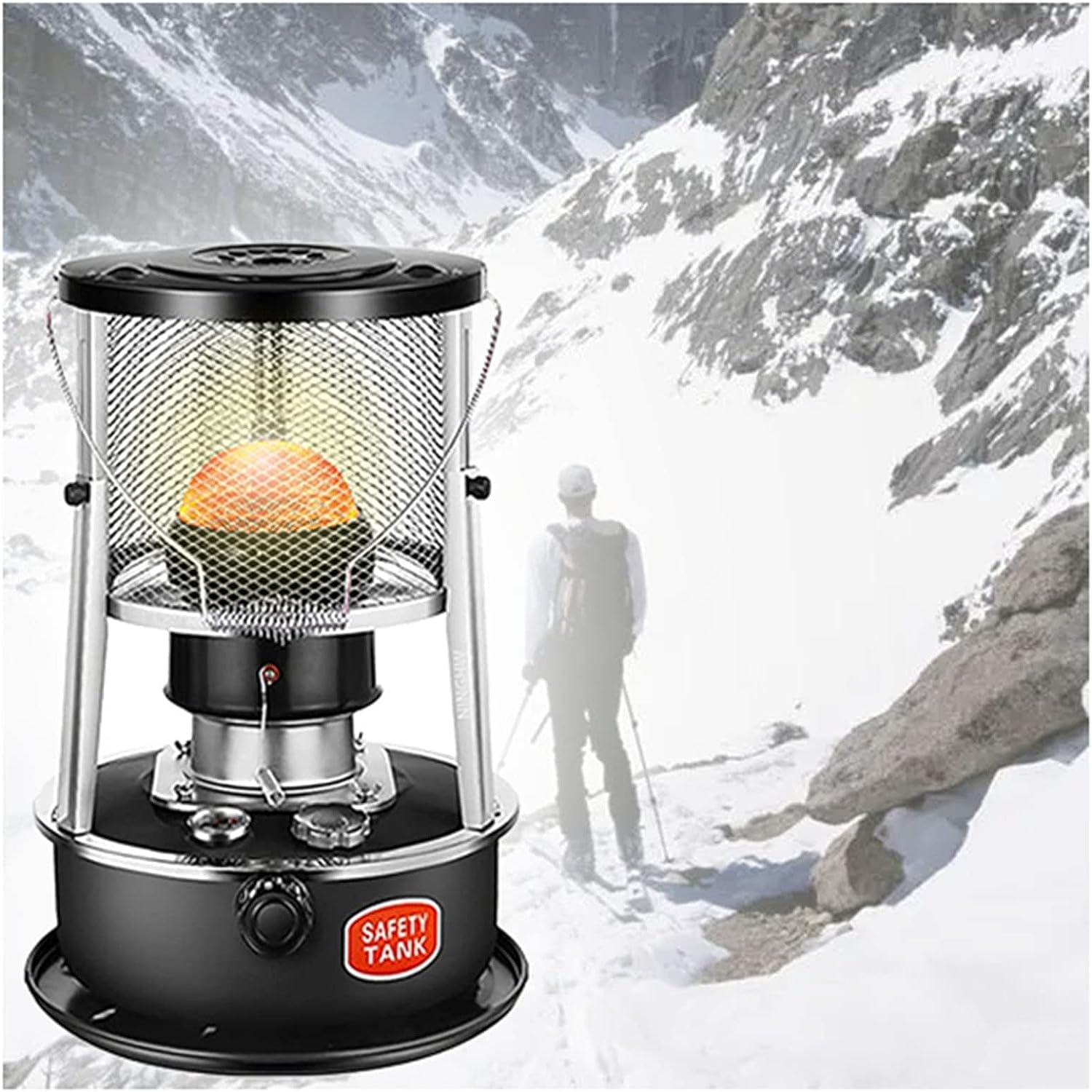 Riscaldatore a cherosene, in acciaio inox, 4,5 l, portatile, per interni ed esterni, per campeggio, riscaldamento a convezione per terrazza e patio