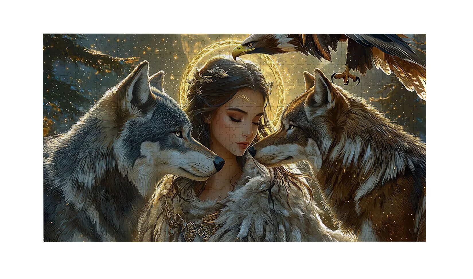 Puzzle 1692 Puzzle Erwachsene, EIN Herausforderndes Rätsel, Puzzles-Geschenk 179x31cm, Puzzlespiele für Die Ganze Familie, Geschenke für Frauen, Geschenke für Männer, Thema: Mädchen Wolf j-561