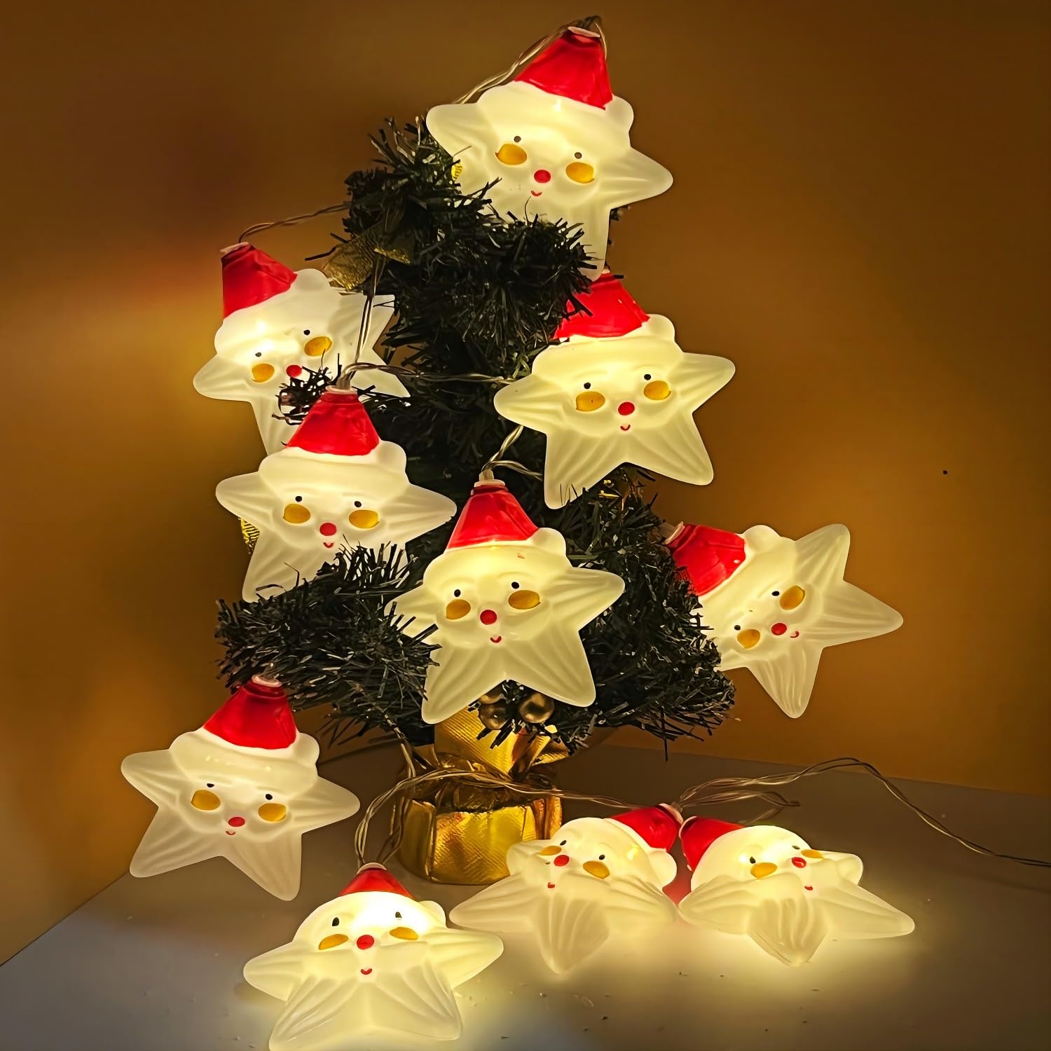NICAI KitchenChristmas String Lights,Snowman Starfish String Lights 10LED Waterproof Fairy Christmas Lights Battery-Powered Decoration for Xmas Garden Bar Bedroom Christmas Tree Wedding Party Decor