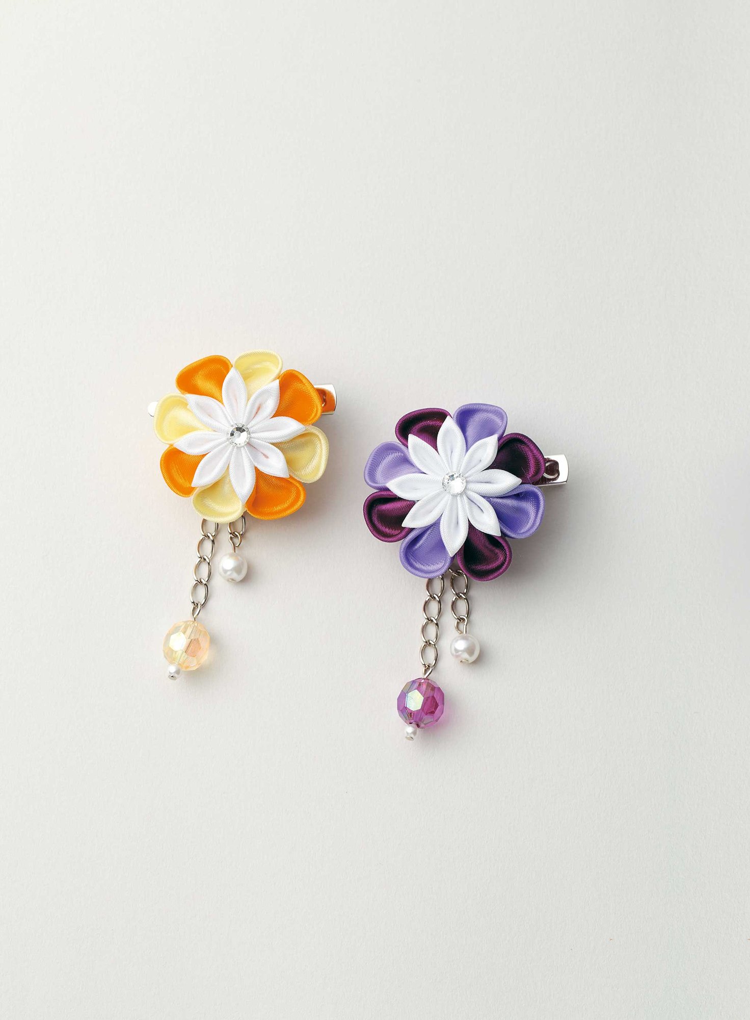 Panami 手芸キット きらきらつま細工 ブローチ オレンジ・紫 LH-402