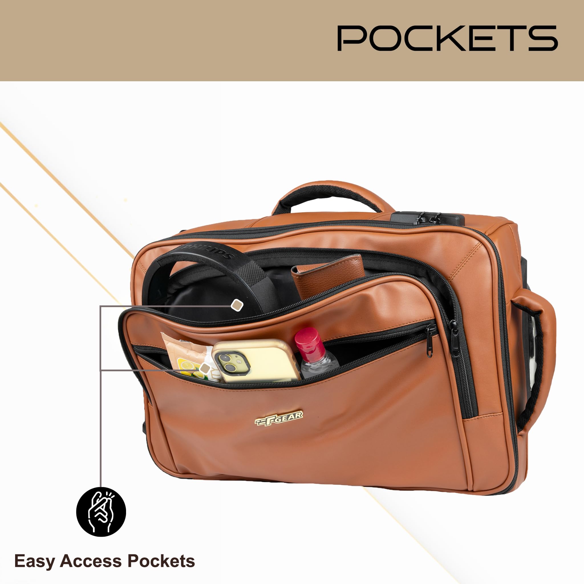 F Gear Marshal Art Lthr 23L, Overnighter Laptop Pilot Trolley Case|Roller  Case|Cabin Luggage|Business Trolley Bag|Cabin Overnighter|Fits Laptop 