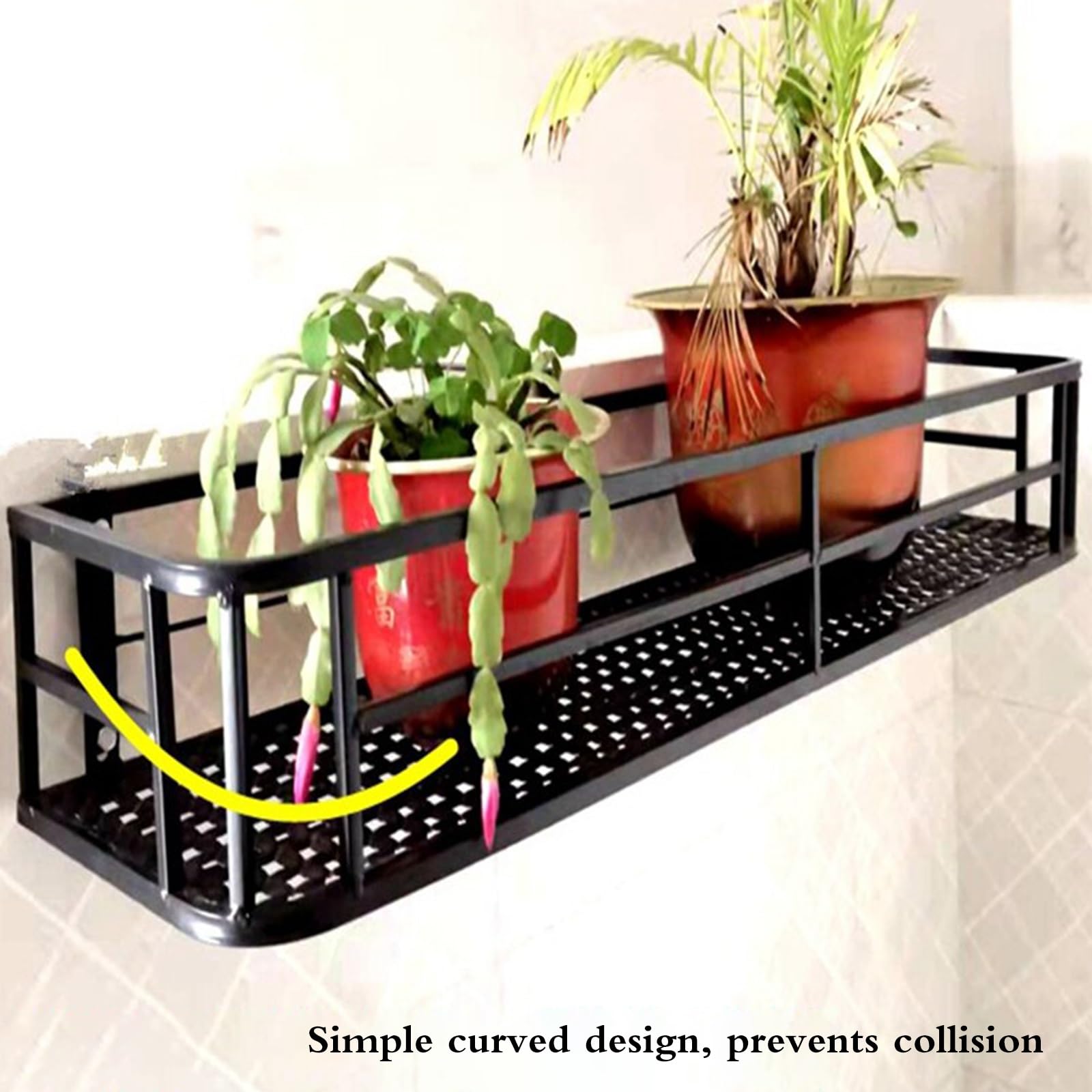 Mensola per Piante da Parete – Portavasi da Balcone per Interni/Esterni, Organizer Decorativo da Parete per Casa E Giardino, Supporto per Fioriera con Griglia in Metallo(50 * 30 * 12cm)