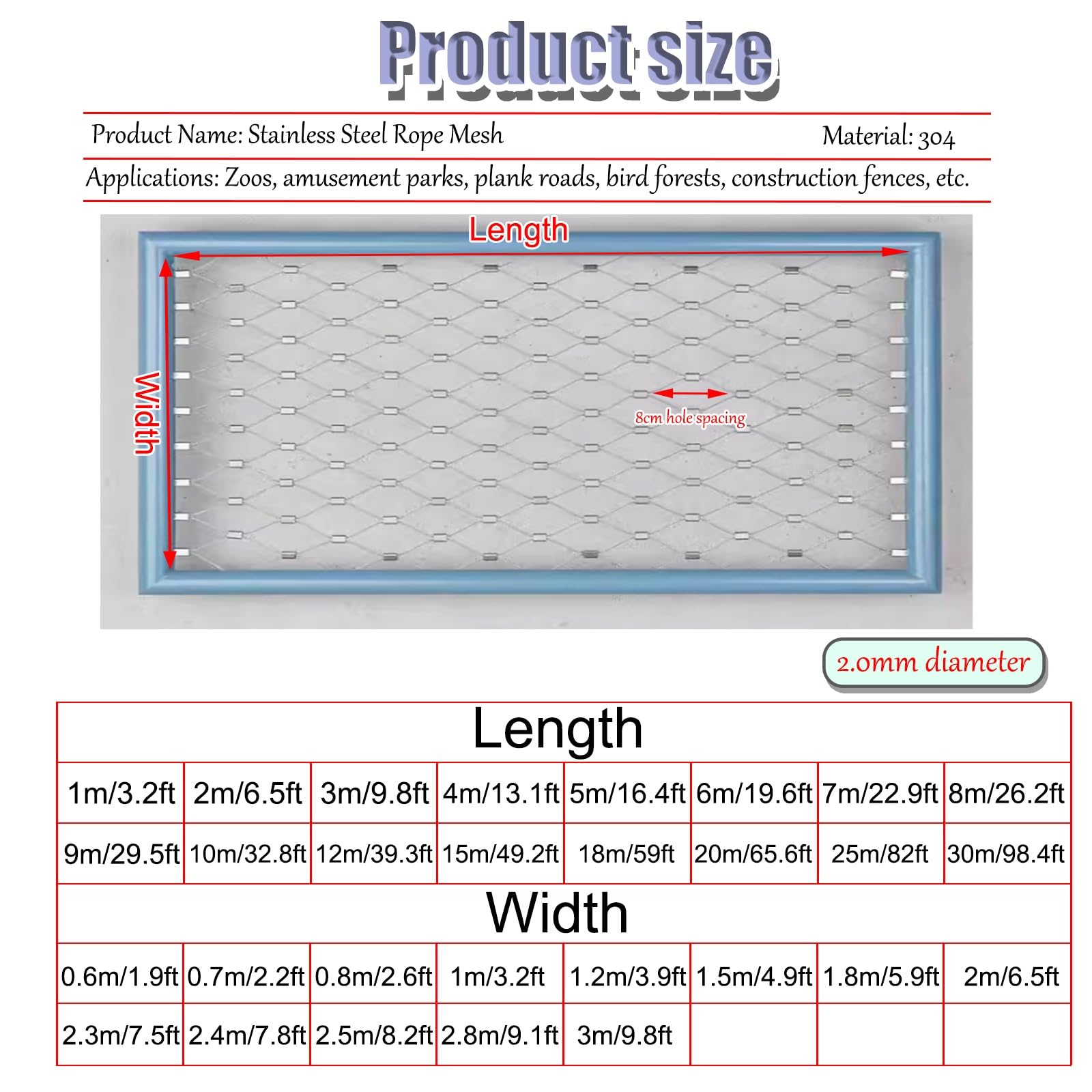 18 x 2 m Rosso de Seguridad Anticaídas Roja para Parques Infantiles, Jardines, Balcones y Escaleras - Incluye Cable de Protección Metálico, Ideal para Seguridad Exterior.
