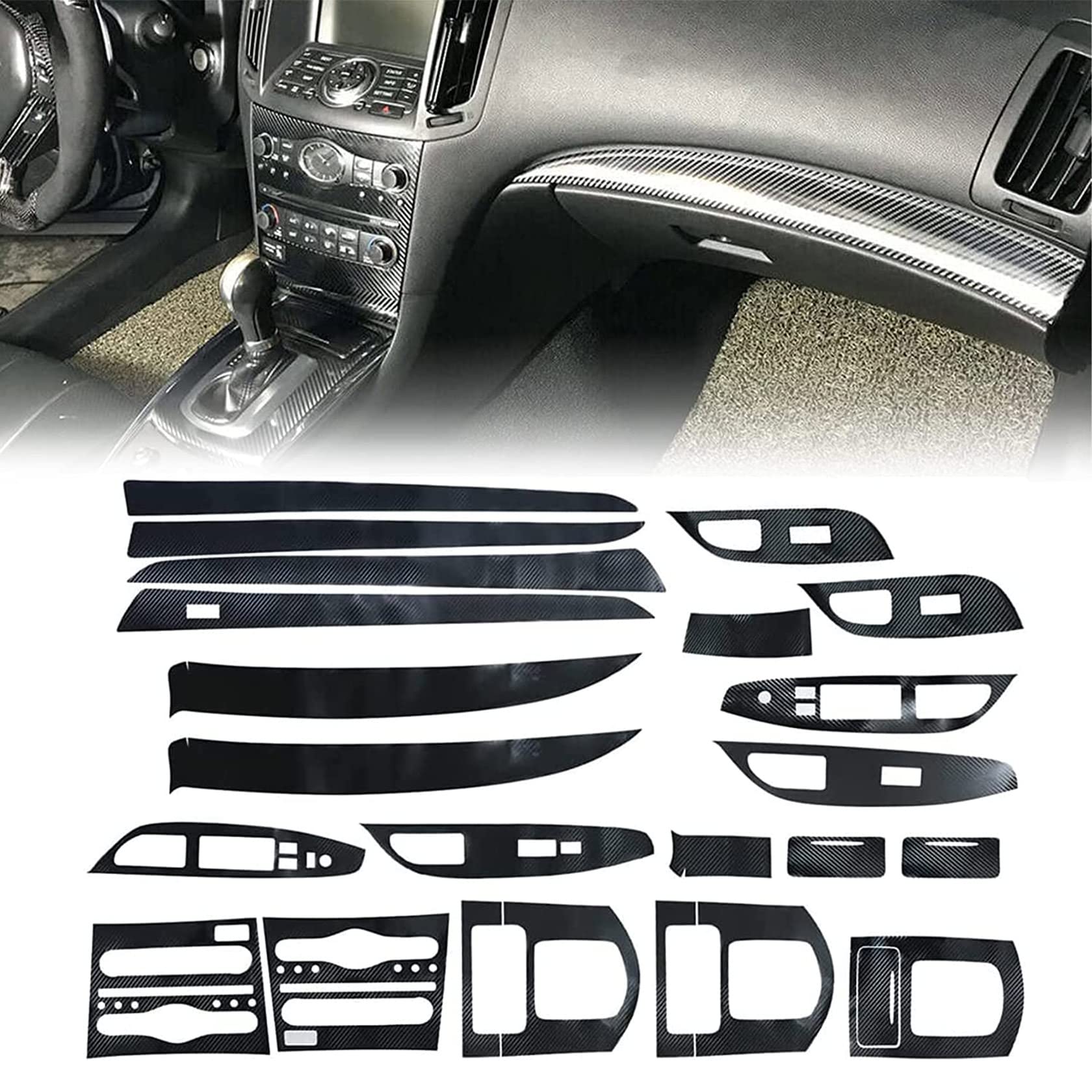 Buy 3D Carbon Fiber Pattern Interior DIY Trim Decals Compatible with