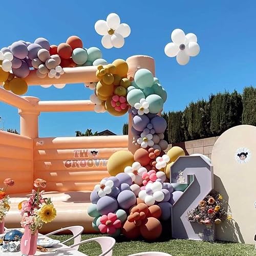 Miniatura 3 de Kit de Guirnalda de Globos Azul Verde Azulado Rosa Empolvado, 119 PIEZAS Globos Azul Bebé Verde Azulado Retro Rosa Rubor Rosa Morado Amarillo Arco