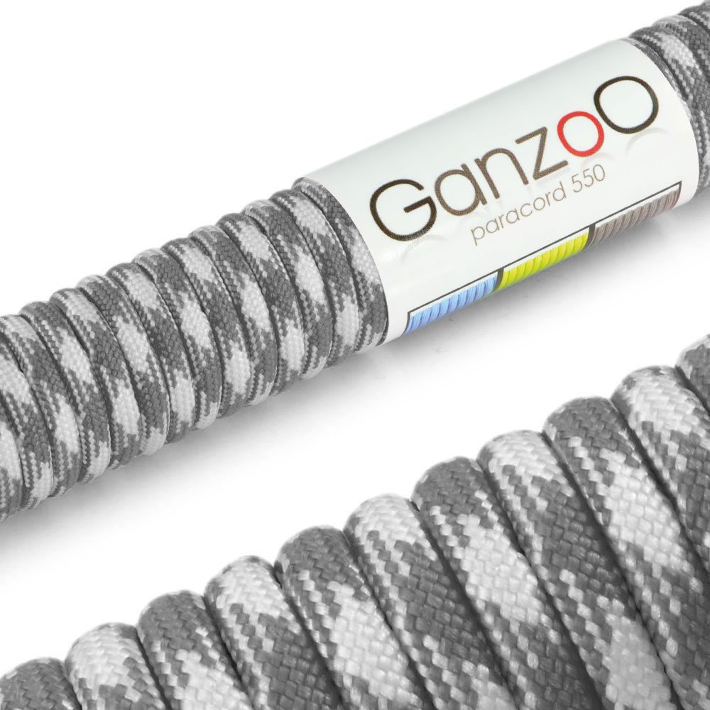 Ganzoo Paracord 550 linka nylonowa 30 m, wielokolorowa pleciona linka do bransoletek i rękodzieła, do smyczy i lanyardu, sznur do wiązania węzłów, turystyka