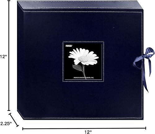 Miniatura 2 de Álbum de recuerdos en forma de caja de piel sintética cosida con anillas en D, 12 x 12 pulgadas