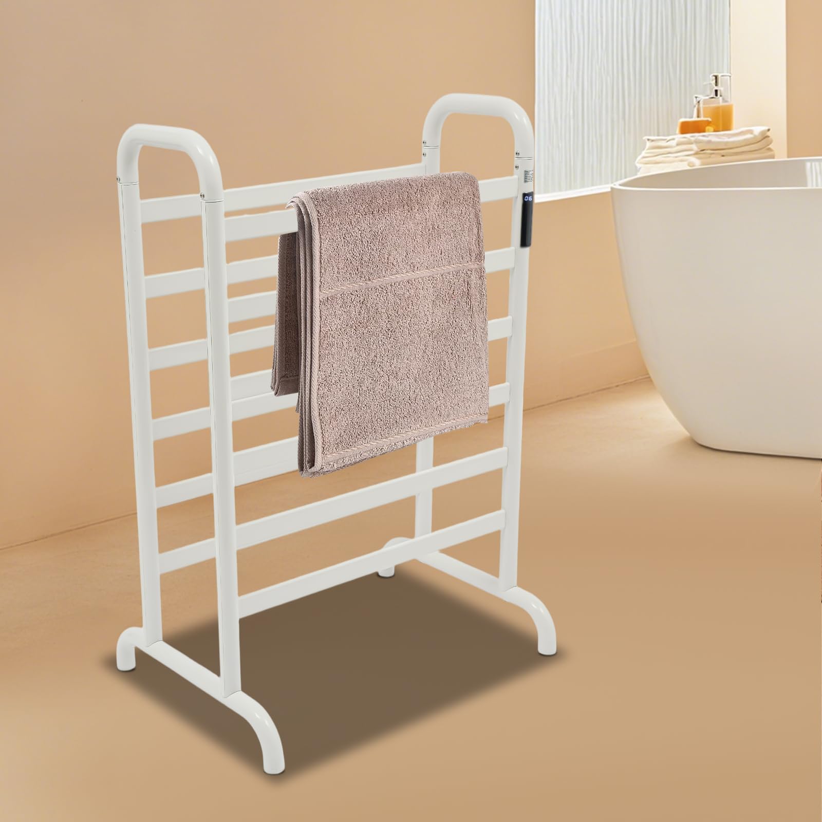 Scaldasalviette elettrico da 300 W, con timer e touchscreen, per asciugamani, accappatoio, portata 30 kg