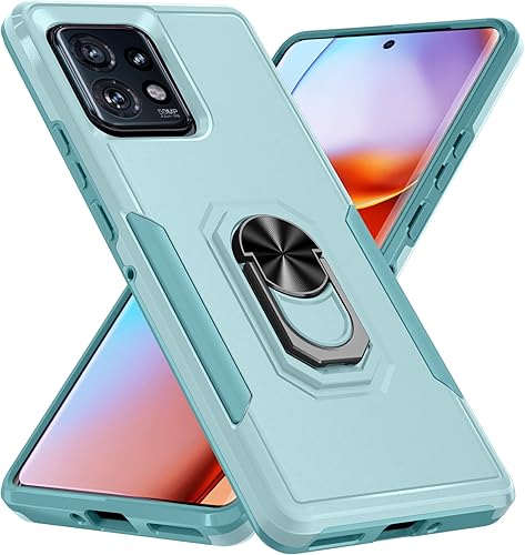 Janmitta Funda para Motorola Edge+ Plus (2023), resistente a prueba de golpes, soporte de anillo de metal giratorio integrado NO para Edge + 2022 o