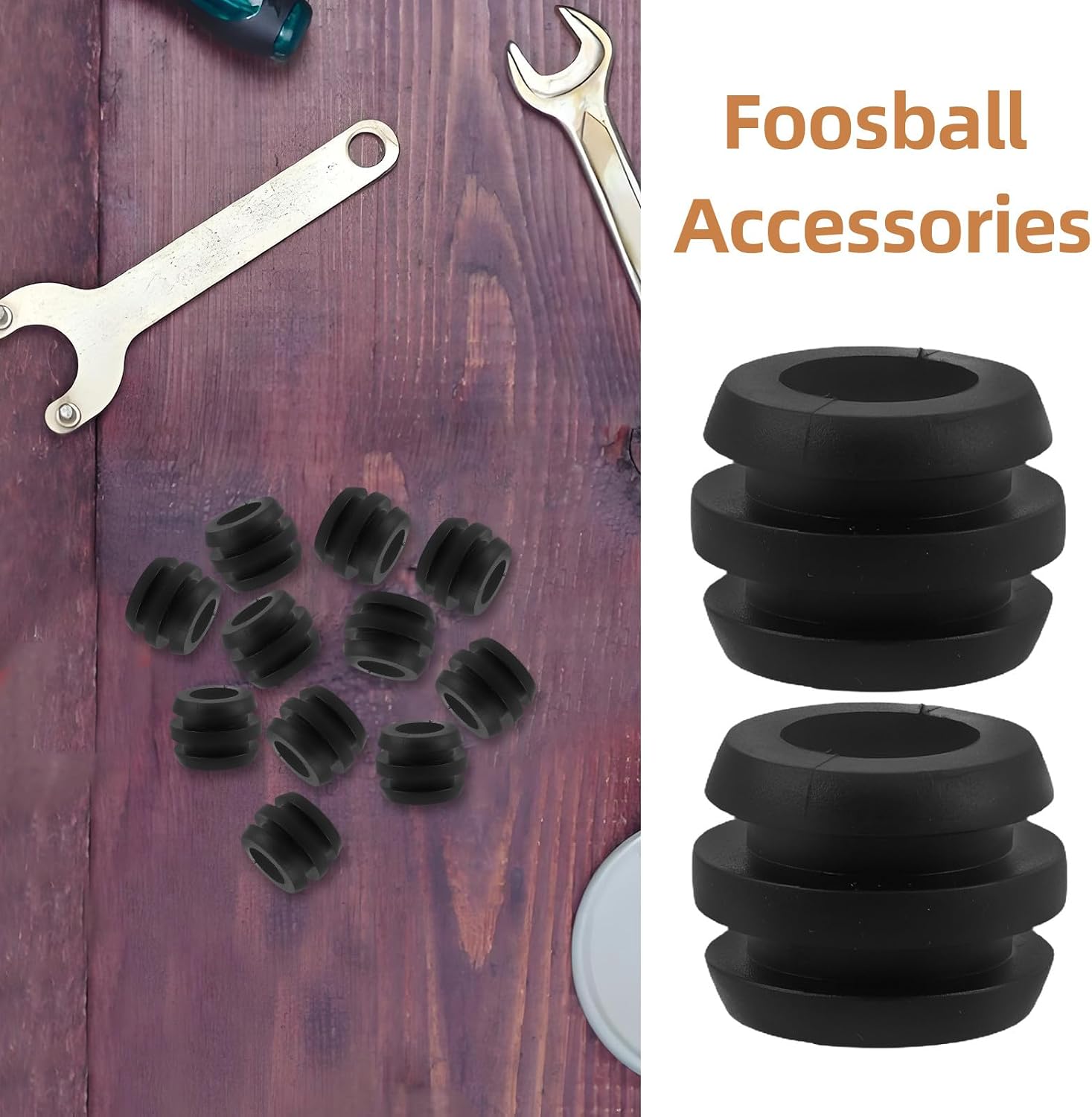 20pcs Foosball Table Parts Rubber Bushings Universal Fit Table Soccer Rod Bearings Replacement Accessories for Indoor Recreation Room