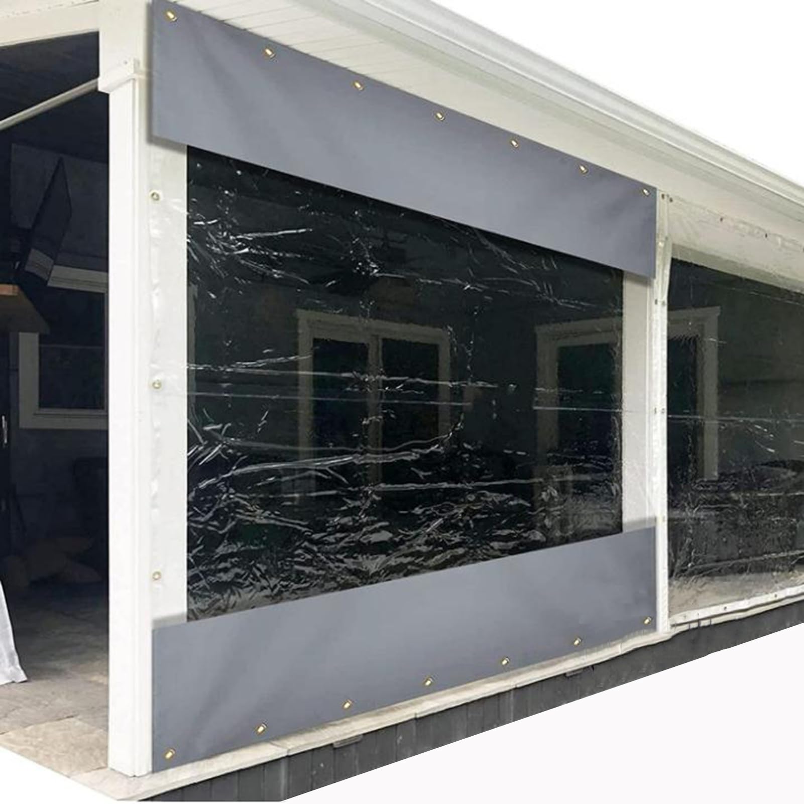 Bâche transparente étanche contre la pluie pour fermer une tonnelle PVC 4.6x2m