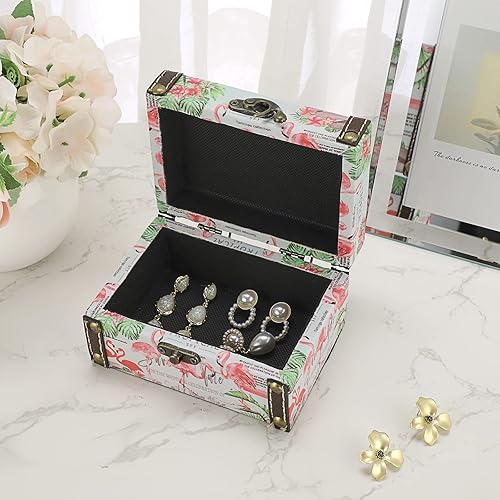 Miniatura 3 de Hipiwe Caja pequeña de madera del tesoro de cuero sintético para joyería cajas de recuerdo organizador de almacenamiento de baratijas para niños y