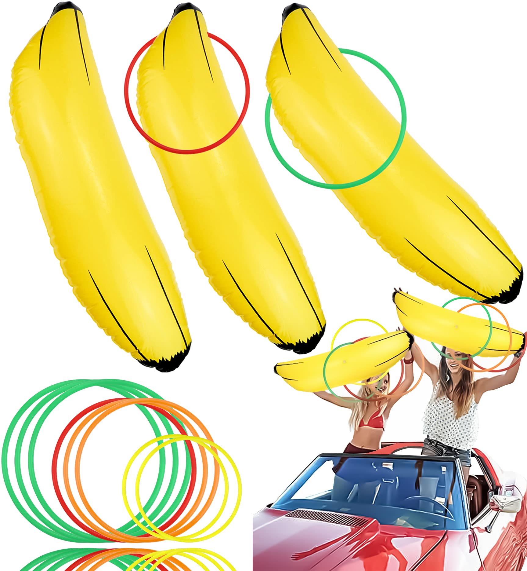 Buy MotBach 12 Pieces Banana Ring Toss Kit, 3 Pieces Banana Balloons