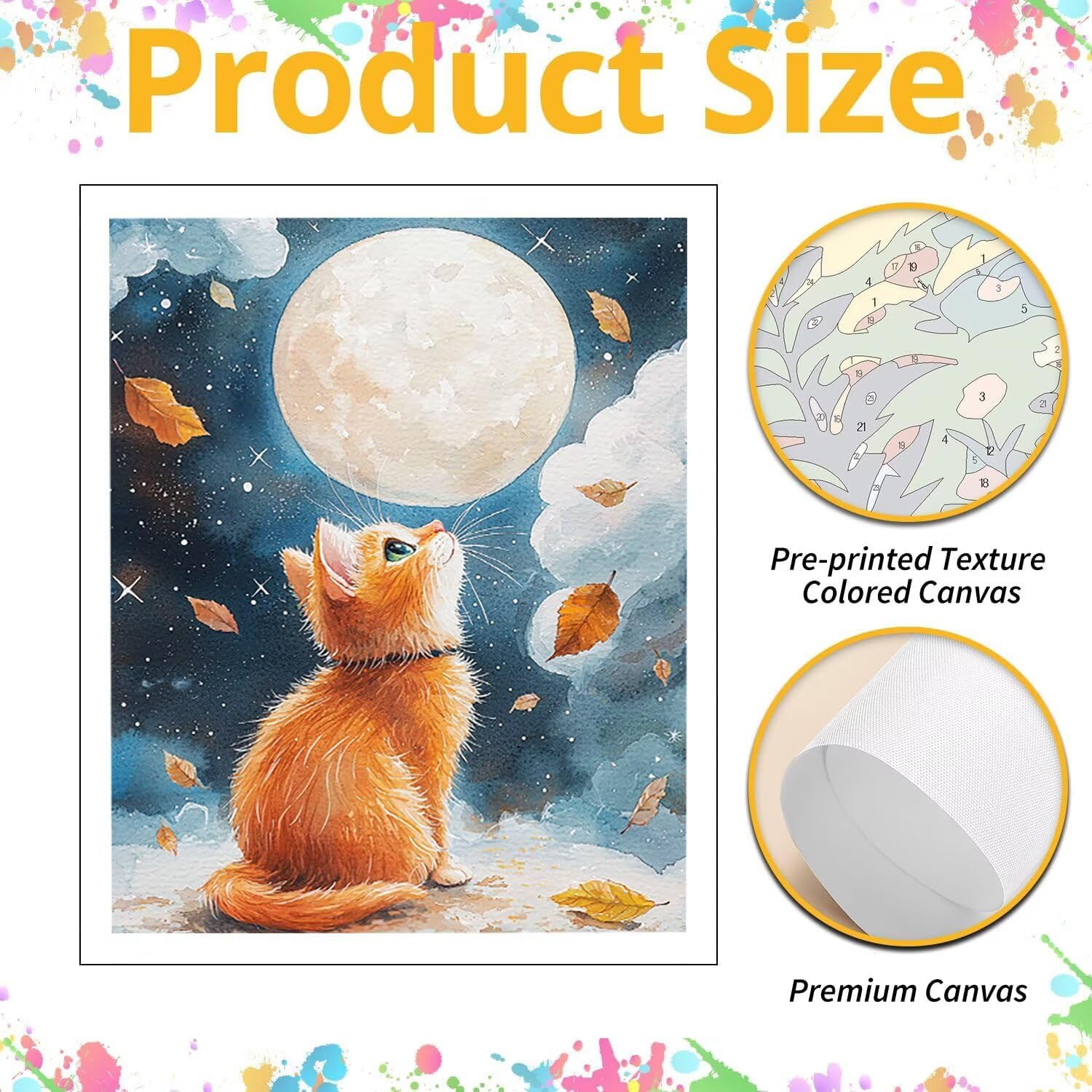 WEISHIWE Gatto lunare Dipingere con i Numeri per Adulti, 70x90cm a-1117