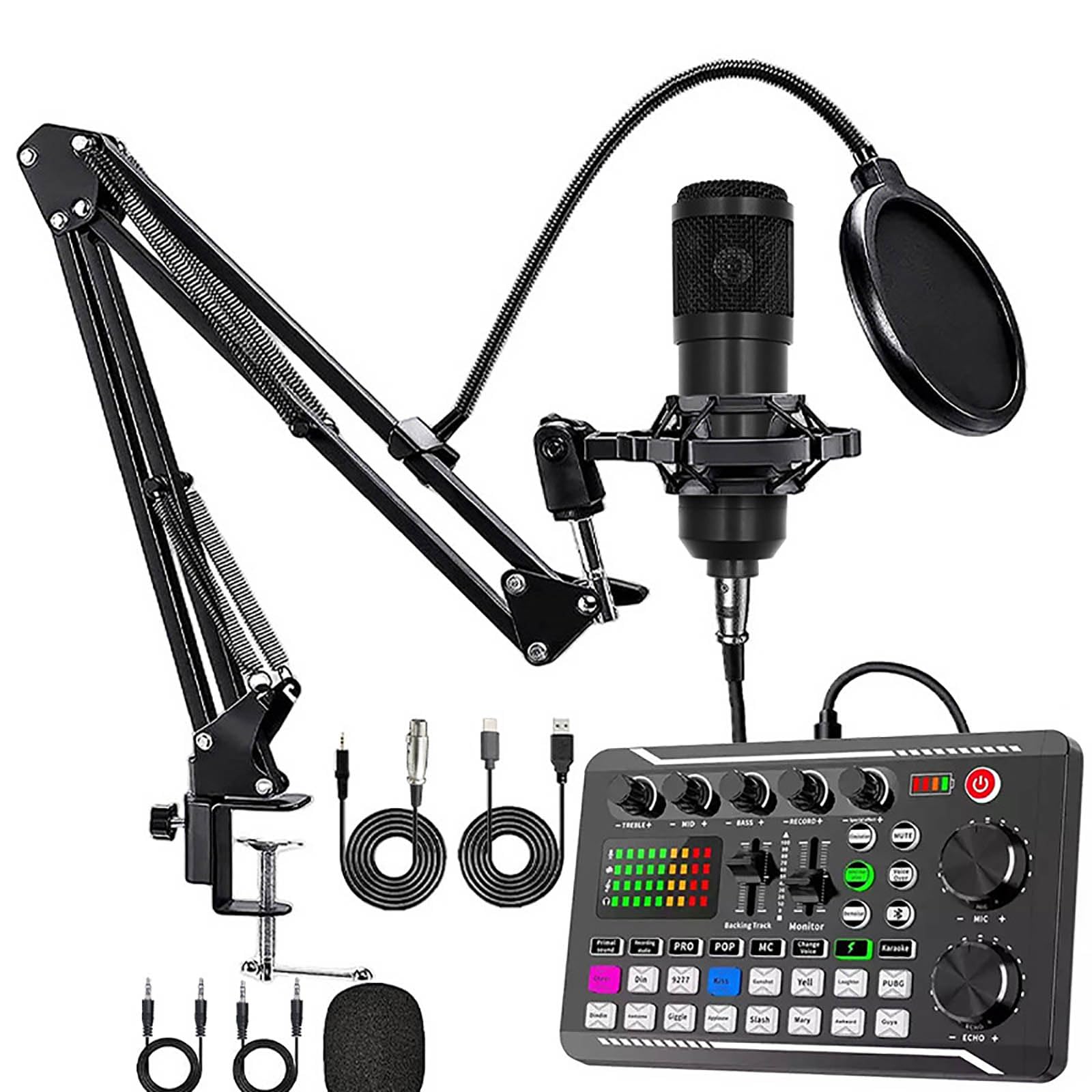 Scheda Audio Live con Effetti di Mixer e Cambiatore di Voce, F998 Mixer Audio, Scheda Audio Professionale con Luce LED, Molteplici Effetti Sonori e Cambiatore di Voce per Streaming,Black