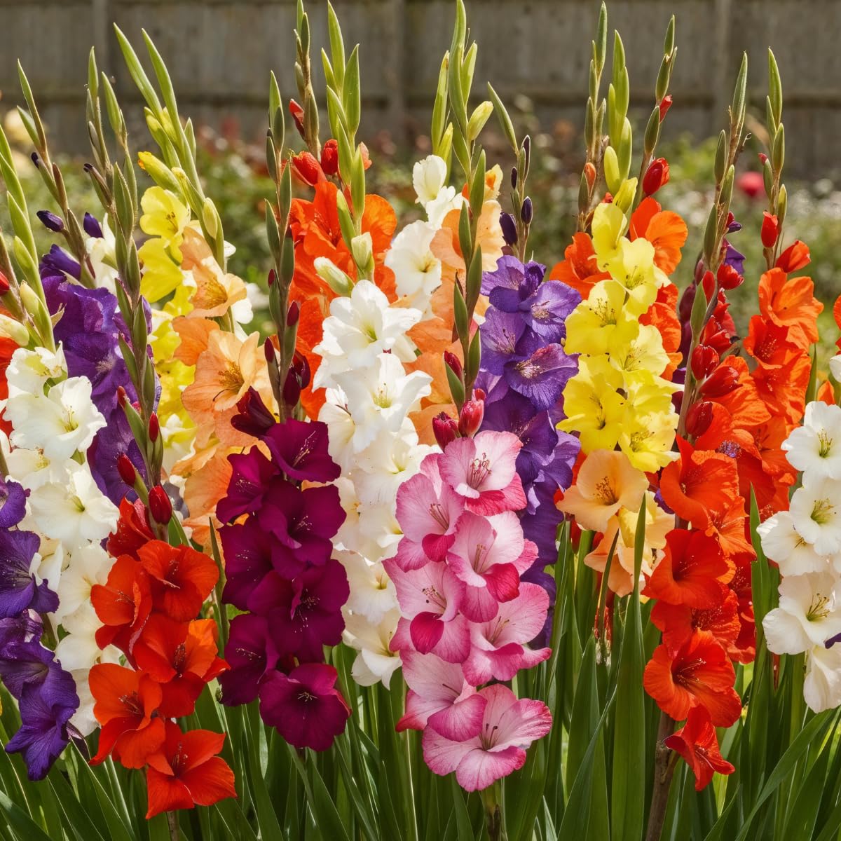 Gladiolen Zwiebeln - 50 Blumenzwiebeln - Kollektion Mix von 7 Farben und Sorten - Für Garten und Töpfe - Echte Blumen und Pflanzen aus Holland (kein Samen, nicht künstlich, winterhart)