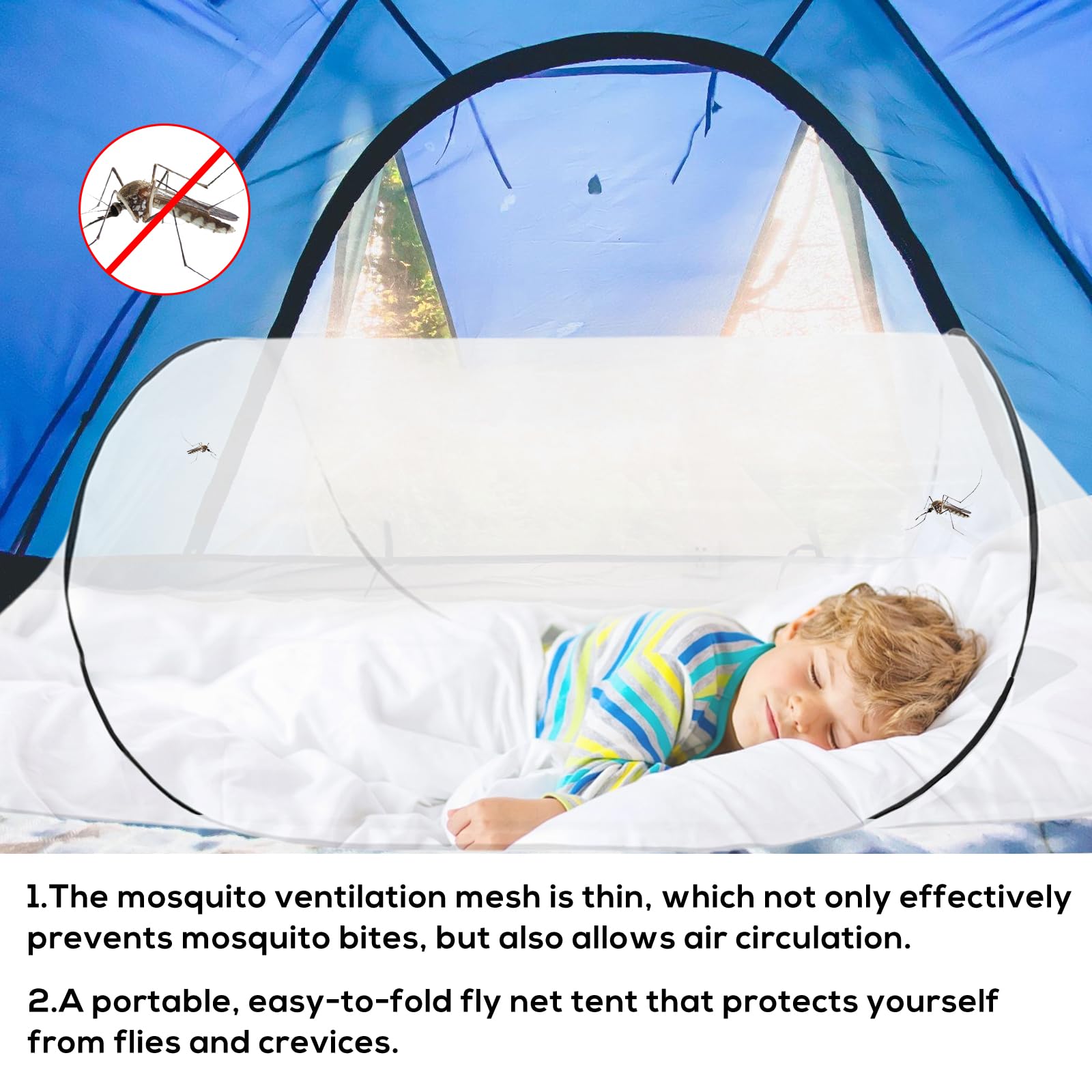 Zanzariera pieghevole 200 x 80 x 56 cm, anti-zanzare, letto pieghevole per la casa, letto a rete fine, tenda portatile per camera da letto, campeggio all'aperto (nero)