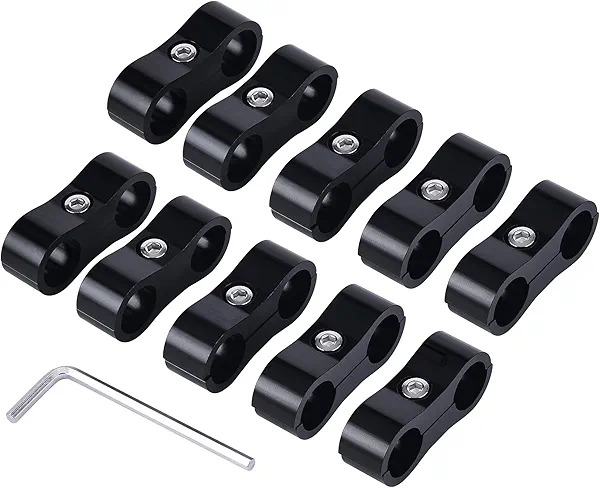 EVIL ENERGY 12AN Hose Separator Clamp, AN12 Fuel Line Mounting Clamp Aluminum Black 4PCS