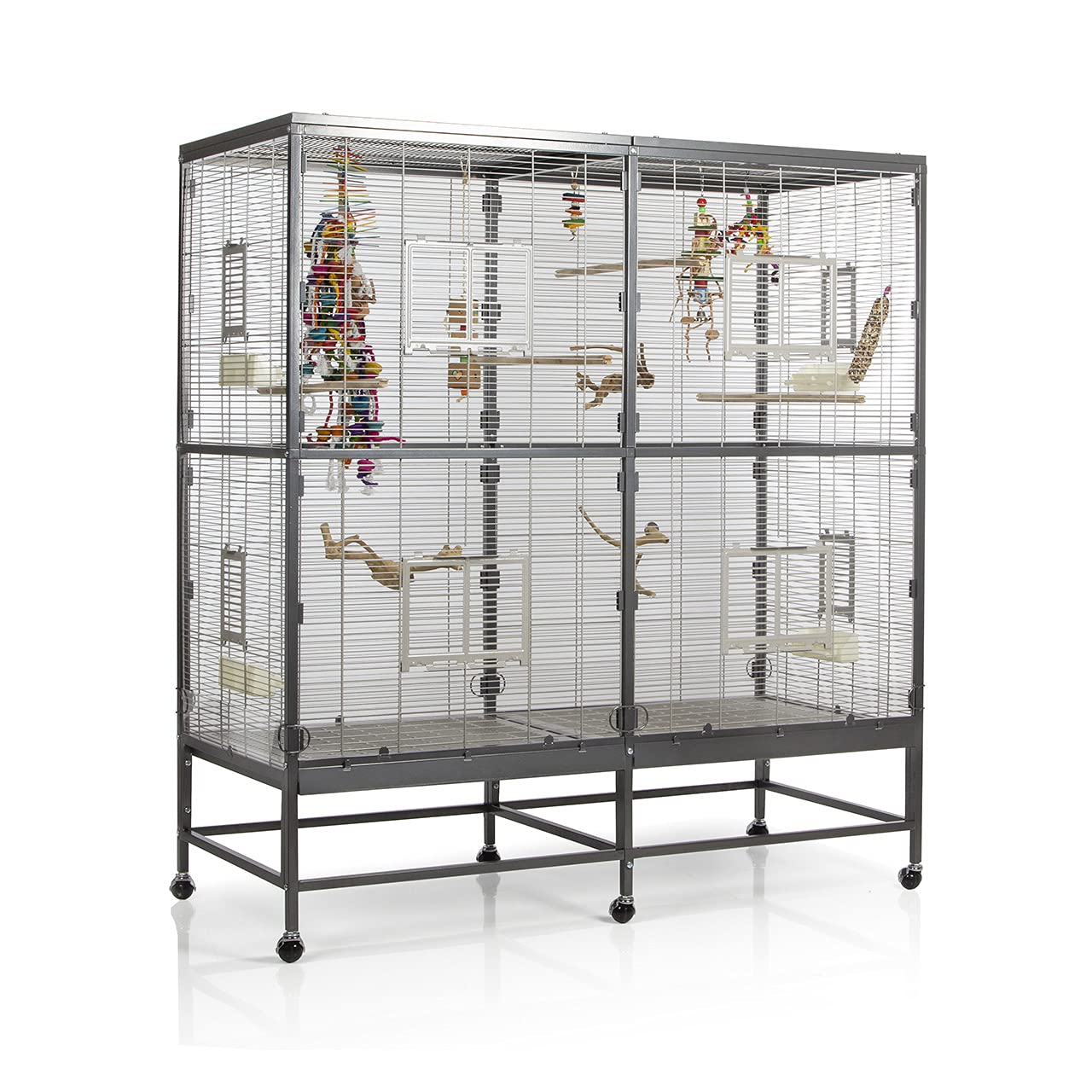 Montana Cages | Vogelvoliere Casa 150 | Antik-Platinum | Voliere für Wellensittiche, Nymphensittiche & Co.