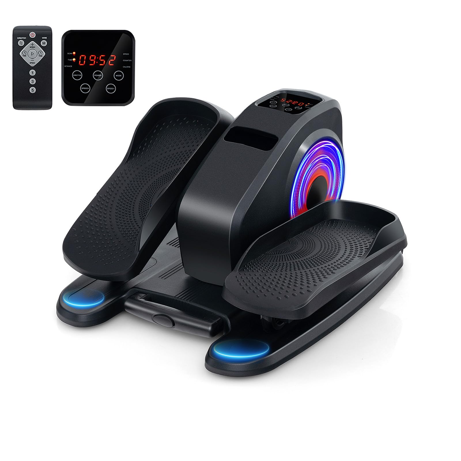 GYMAX Ellittica Macchina sotto Scrivania, Elettrica Pedaliera per Casa con Display e Telecomando, Bidirezionale, 3 Modalità Automatica, 5 Velocità, Trainer Ellittico Portatile per Anziani e Adulti