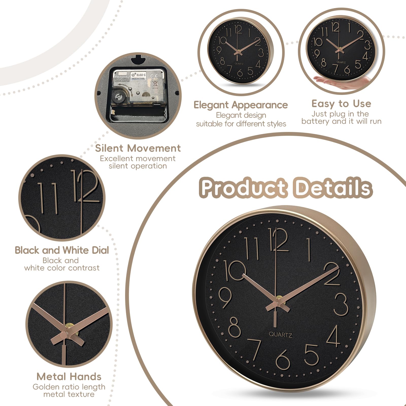 Vogel Wandklok, 10 Inch Stille Niet Tikkend Quartz Batterij In werking gesteld Ronde Wandklokken Thuis/Keuken/Kantoor/Schoolklok