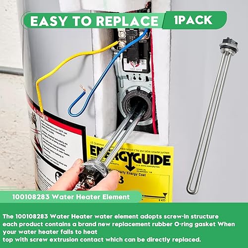 Miniatura 7 de Para AO Smith100108283 Elemento calentador de agua 4500W 240V, para ECT 52 55 66 80 120, ECS 30 40 50, ECLN ELJN ECJN 40, ECL 30 50, E6 calentadores