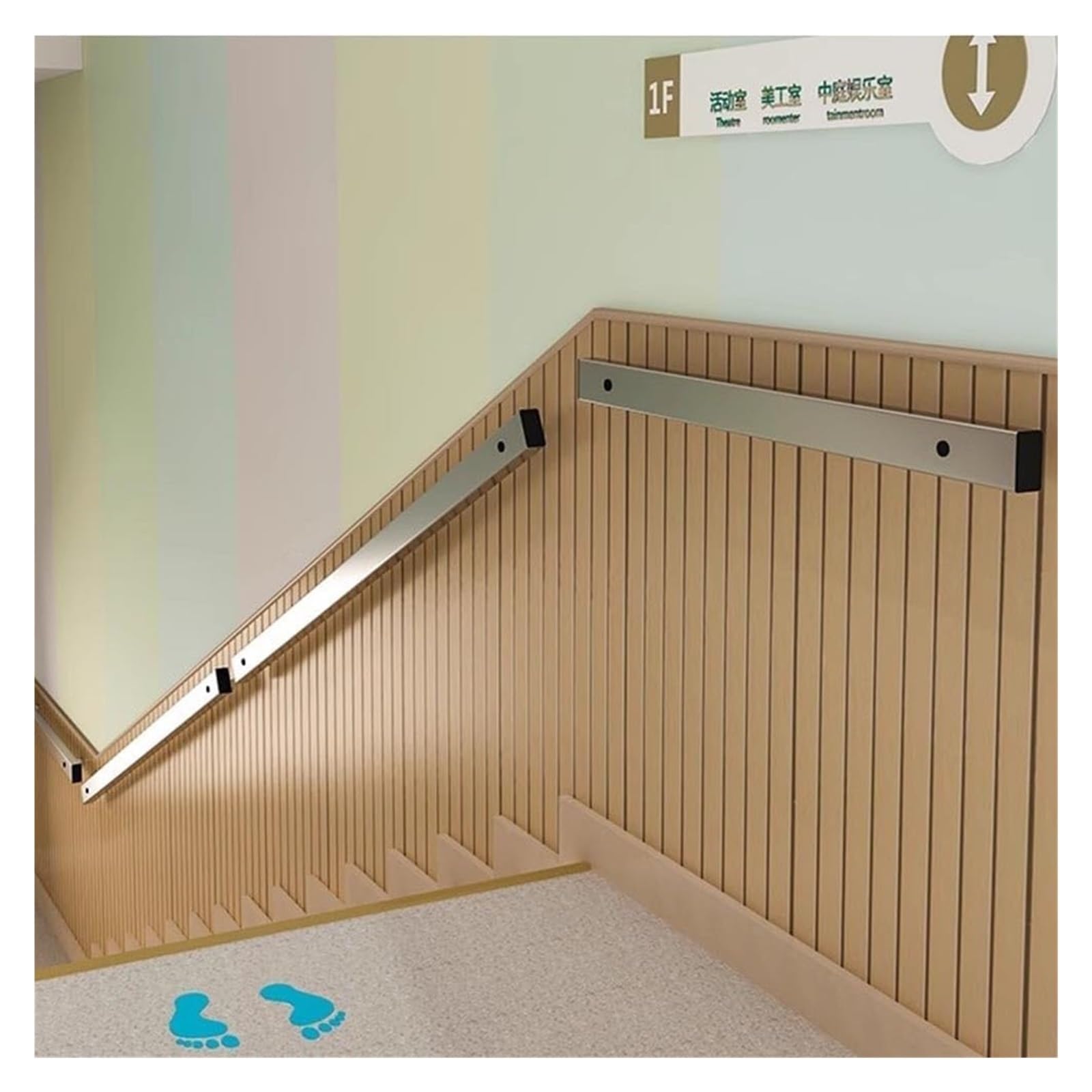 Stair Railing Handrails for Stairs Stainless Steel Railing Outdoor Indoor Handrail Wall Non-Slip Grab Bar Railing Safety Hand Rail(Silver,60cm)
