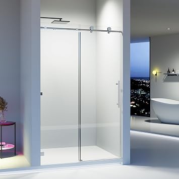46-48" W X 76" H Frameless Single Sliding Shower Door, Chrome