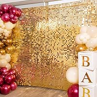 Vista 43 de 36 Panels Giltter Wall Backdrop Pink Shimmer Wall Backdrop for Party Wedding Birthday Engagement Bachelorette Parties Anniversary Decoration