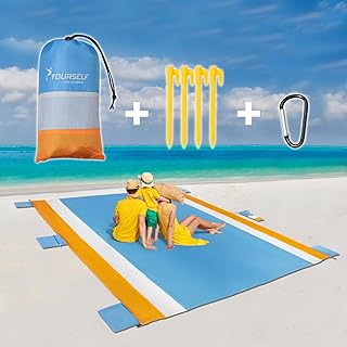 SYOURSELF Beach Blanket Picnic Blanket, 120" X 109"(6-10 Adults) Beach Mat Sand Free Waterproof,Extra Large Sand Proof Beach Blanket,Portable Outdoor Compact Picnic Mat for Beach Picnic Camping Travel