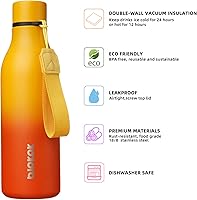Vista 309 de BJPKPK Botellas de agua aisladas, botella de agua de metal de acero inoxidable de 18 onzas con correa, termo a prueba de fugas sin BPA, tazas