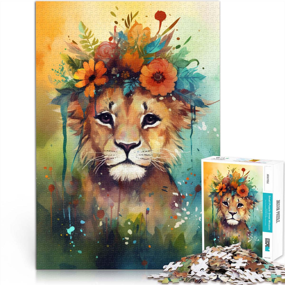 Puzzle 2000 pièces pour Adultes Puzzle Bébé Lion Jeux éducatifs Difficile à compléter mais Amusant et Humoristique 27,56 po x 39,37 po pour Adolescent 14+
