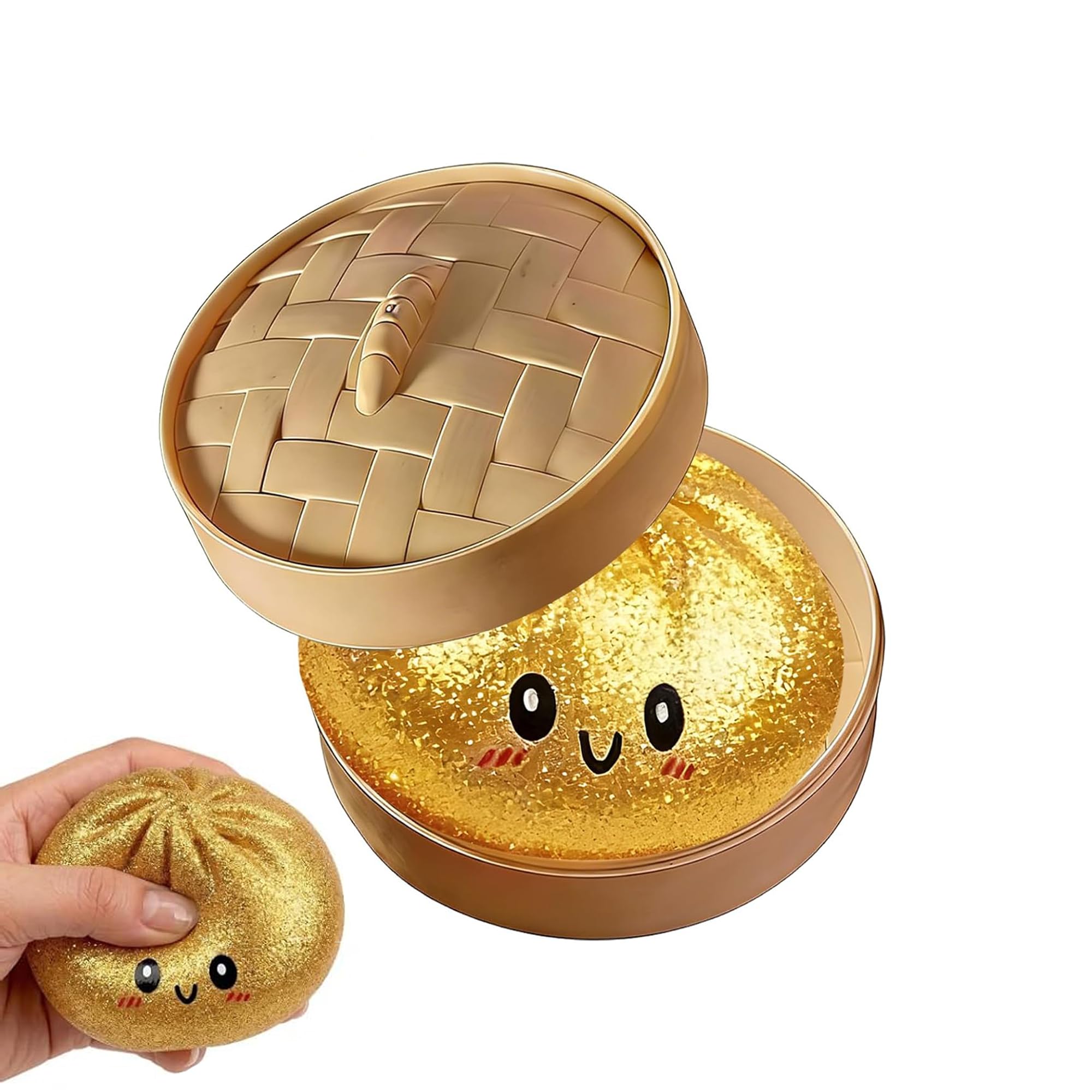 Photo 1 of 2026 Upgrade Glitter Dumpling Squishy Mystery Box, Colorful Dumplings Stress Balls, Stretchy Fidget Sensory Toys, Anxiety Relief Hand Squishies, Stocking Stuffers Desk Fidget Toys (Gold)