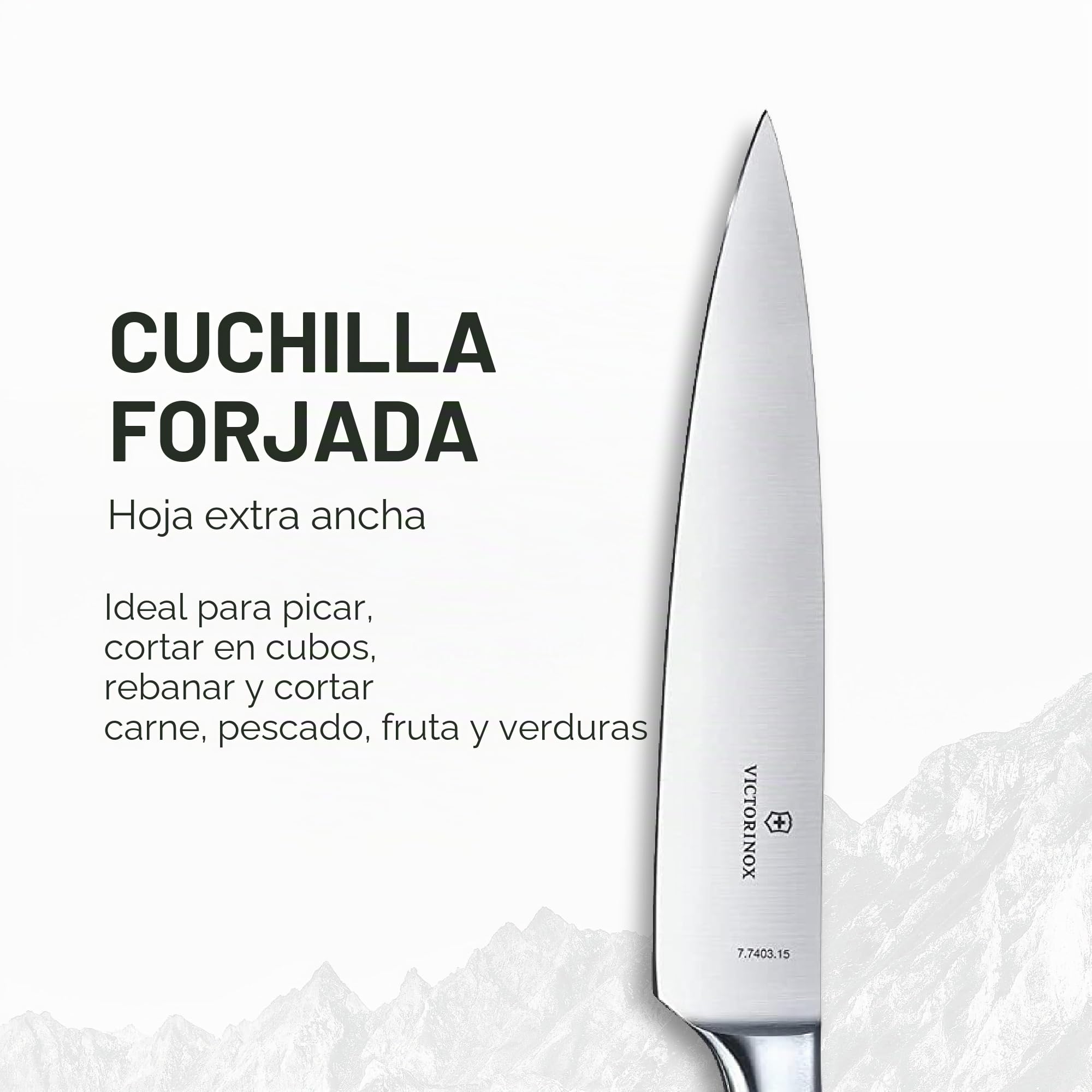 Victorinox Grand Maître, Cuchillo de cocinero profesional, Hoja extra afilada, afilado recto, 15 cm, Mango de plástico robusto, Acero inoxidable, negro