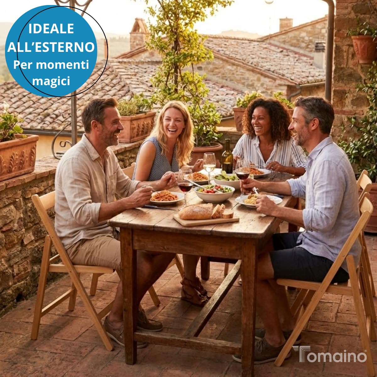 Tomaino - Sedia pieghevole in legno Sedia da cucina libro salvaspazio - 4PZ (Tortora)