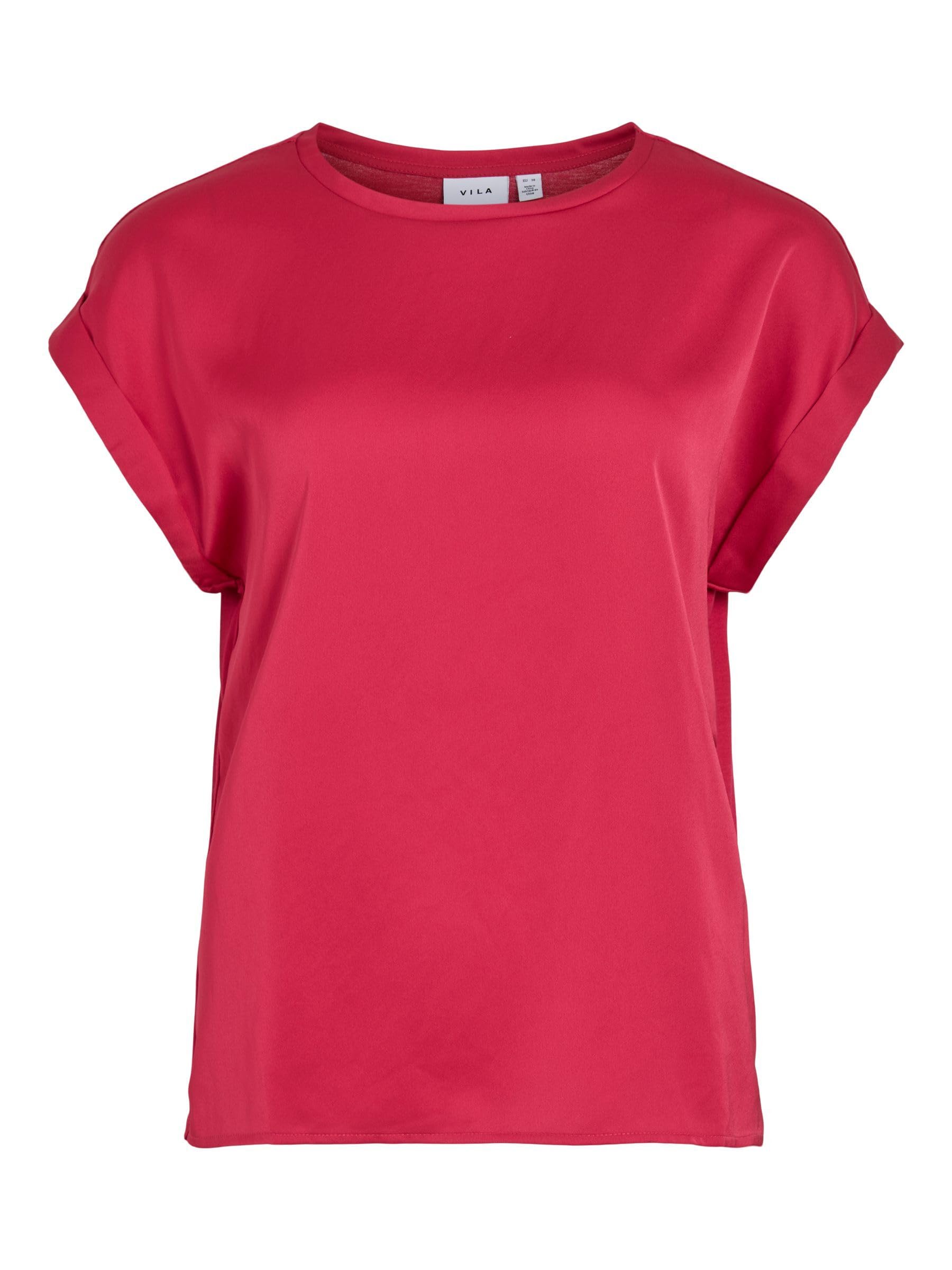 Vila Women's Variety S/S Satin Top Noos, Jazzy, 12