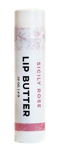 Sicily Rose - Mantequilla de labios teñida con fórmula orgánica totalmente natural con aceites prensados en frío y cera de abejas, hecha a mano en