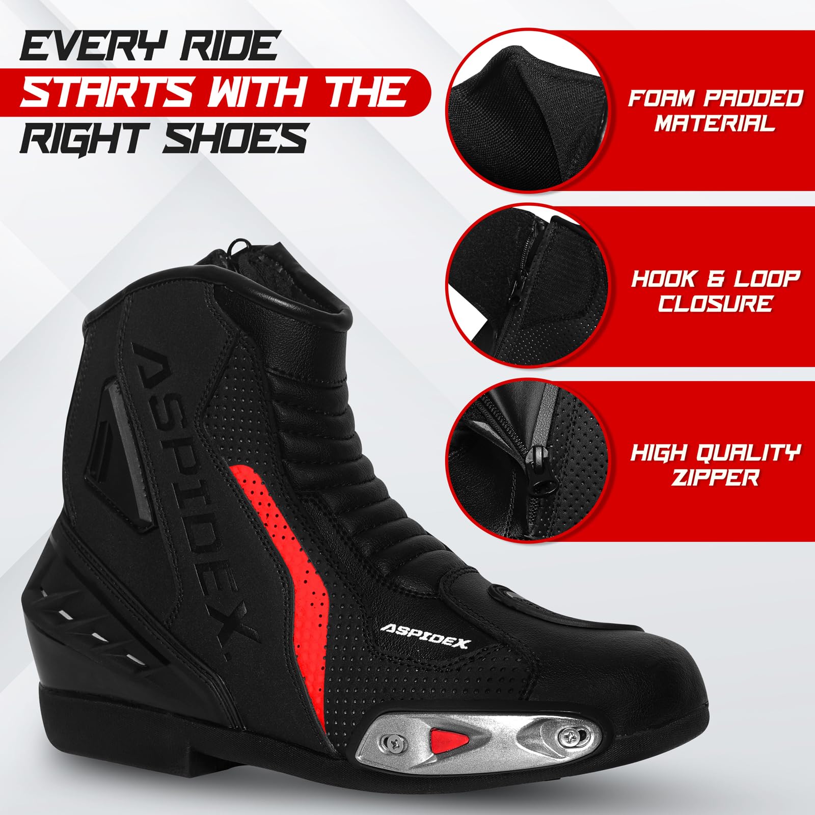 Botas de moto para hombre Botas de moto de cuero deportivas Zapatos de moto con suela de goma negra Botas