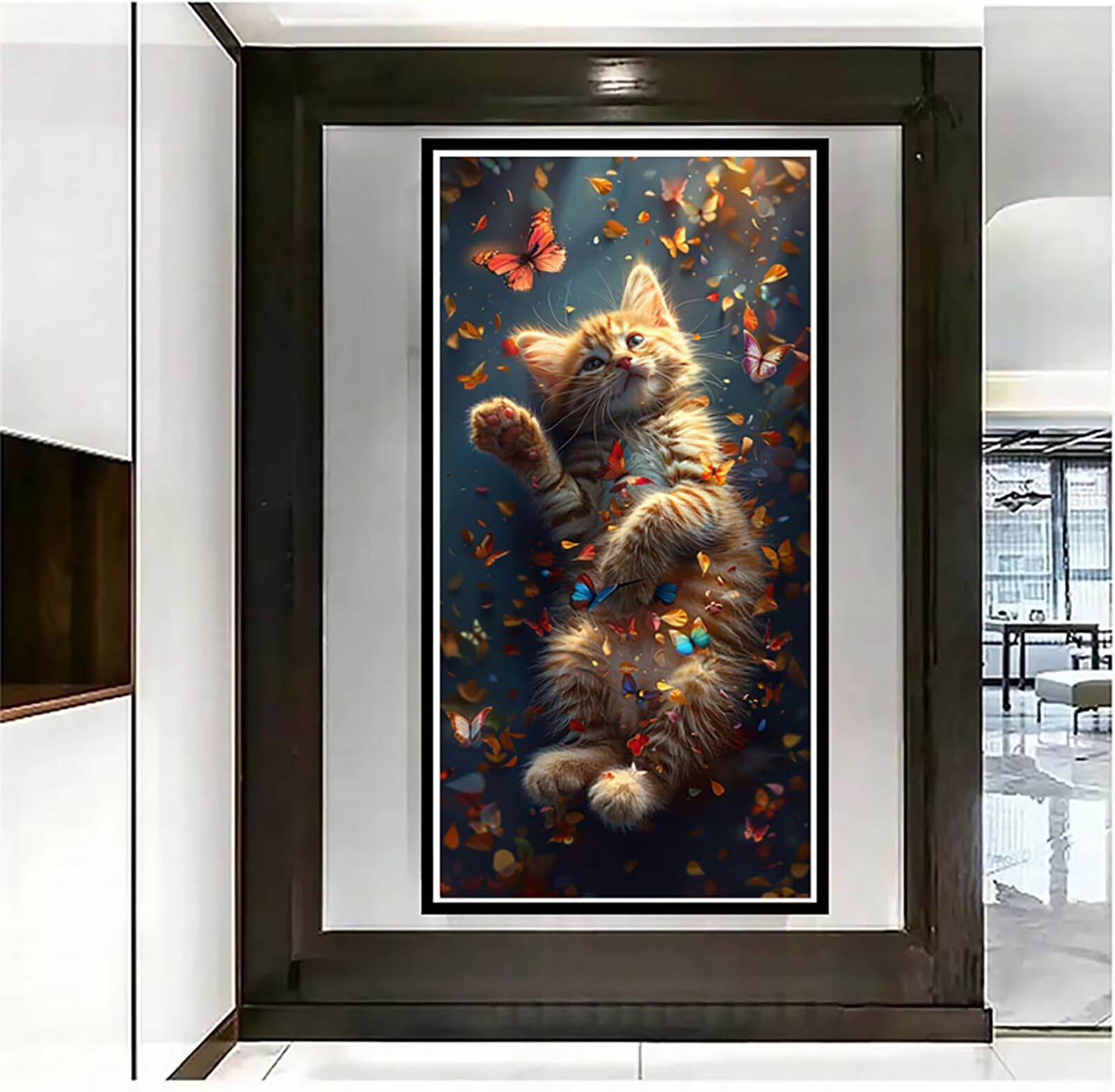 Dipingere con i Numeri Adulti Gatto, Dipingere con i Numeri Farfalla, Fai da te Paint by Numbers per Principianti, Hobby Creativi Adulti, Painting by Numbers per Decorazioni Casa 70x140cm 8-2512