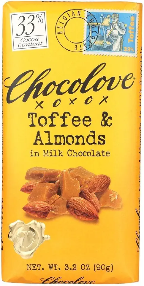 Chocolove - Milk Chocolate Bar Toffee &amp; Almonds - 3.2 oz. Rainforest Alliance