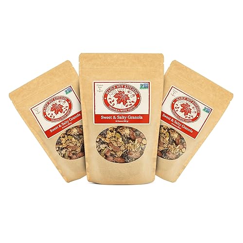 Maple Nut Kitchen Granola dulce y salada - Sin gluten y vegana  Nuez Bliss con almendras de arce, chocolate y cerezas  Paquete de 3