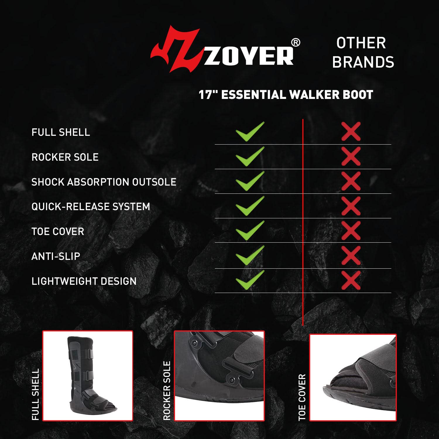 Zoyer Recovery+ Essential Walker Boot de 43 cm (talla XL)
