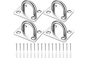 Reinforced Pad Eye Plate - 4 Pack Ceiling Hooks for Hammocks, Swings, and More!