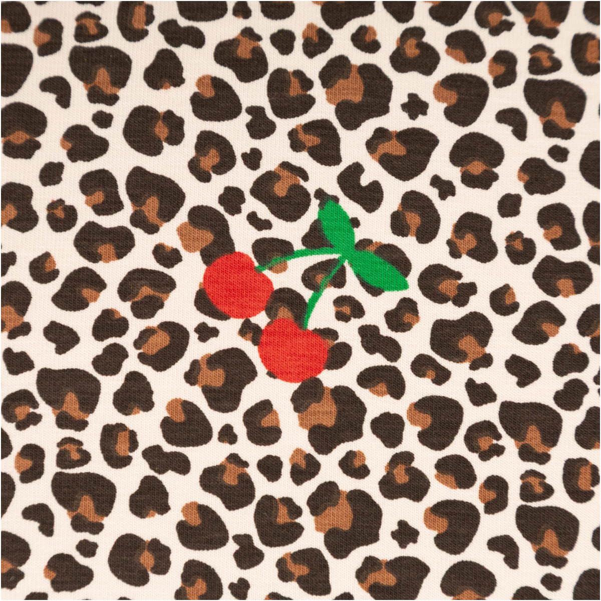 Jersey Cotton Jersey Leo Cherries Brown Red 1.45 m Wide Fabric Sold by the Metre Ideal for Clothes, Sweaters and Blankets (145 cm Width)