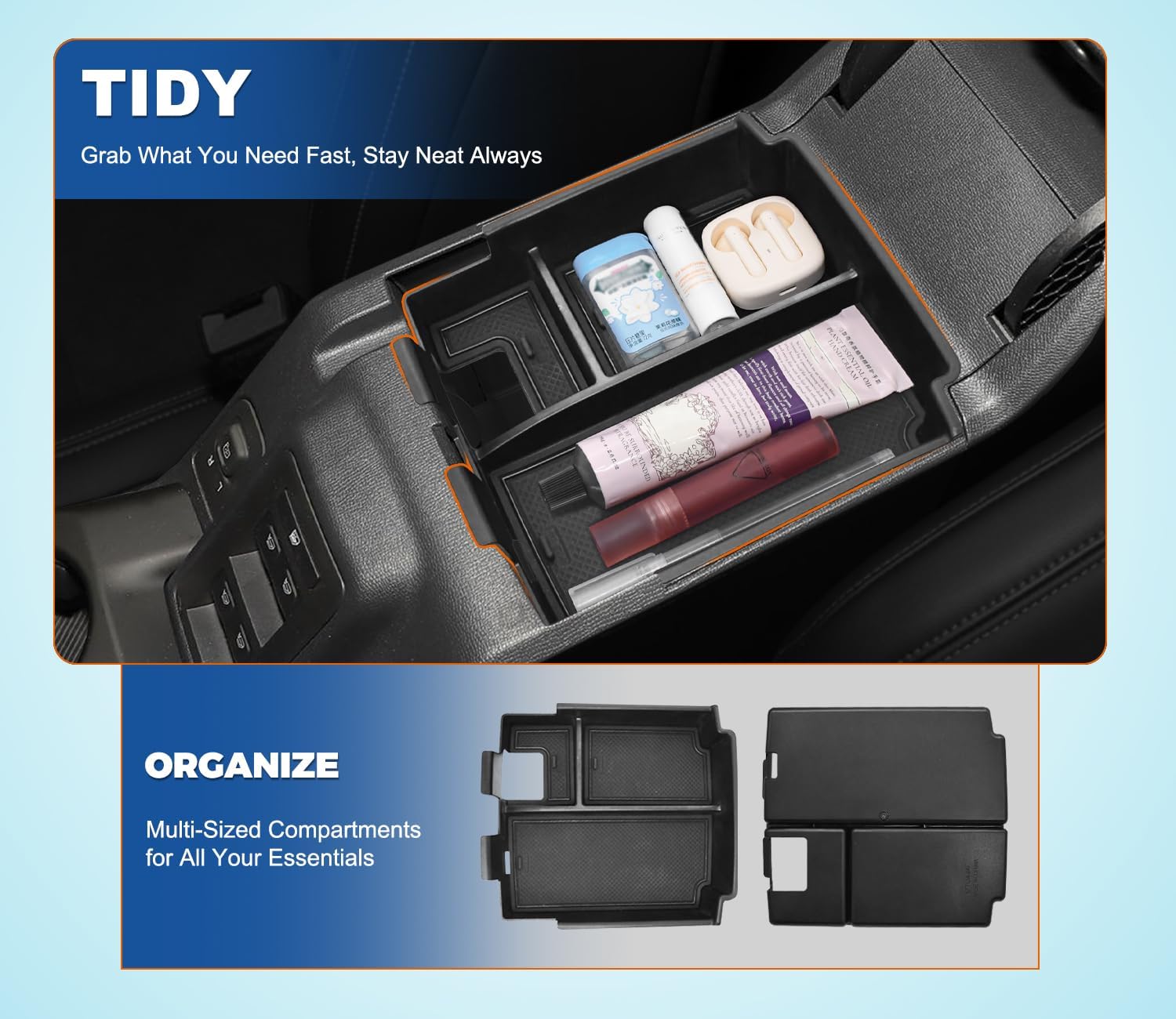 GZSH 3 PCS Trunk Organizers for 2025 Ford Bronco 4 Doors Automatic Transmission ONLY with Center Console Organizer, Door Handle Storage, Gear Shift Organzier (Not for Sport&2Door)